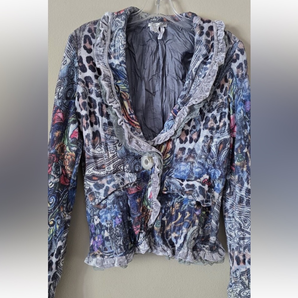 Alberto Makali Women’s Blazer Art To Wear Size small Gray Multicolor Vintage